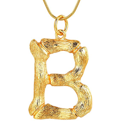 Gold Bamboo Alfabet / List Necklace - B