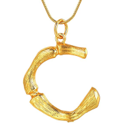 Gold Bamboo Alfabet / List Necklace - C