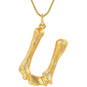 Gold Bamboo Alfabet / List Necklace - U