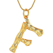 Gold Bamboo Alfabet / List Necklace - F