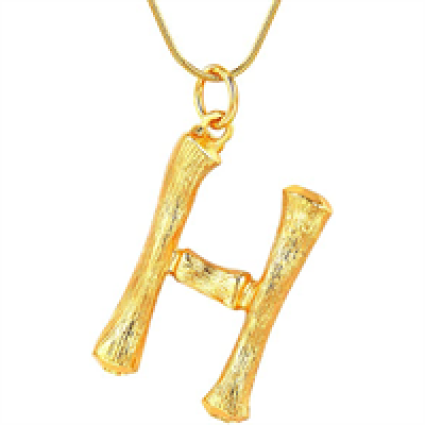 Gold Bamboo Alfabet / List Necklace - H