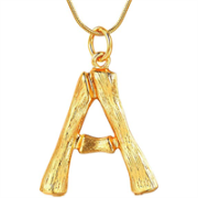 Gold Bamboo Alfabet / List Necklace - A
