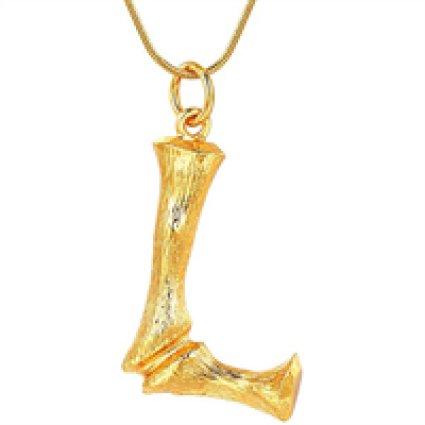 Gold Bamboo Alfabet / List Necklace - L