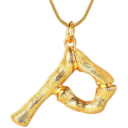 Gold Bamboo Alfabet / List Necklace - P