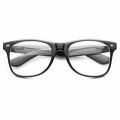 Klasyczne okulary typu wayfarer CZARNE z jasnymi soczewkami
