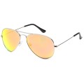 Lux Okulary przeciwsłoneczne Aviator Pilot - żółte szkło lustrzane, srebrna oprawka