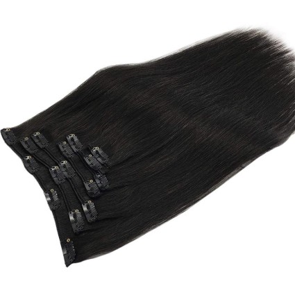 Włosy naturalne REMY clip-in 40cm #1b Kruczoczarny