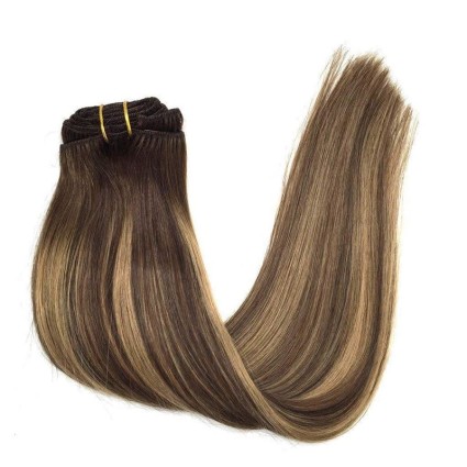 Włosy naturalne REMY clip-in 40cm #4/27 Brąz/Blond Pasemka