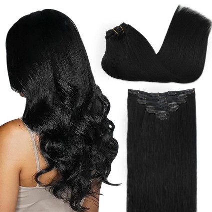 Włosy naturalne REMY clip-in 40cm #1 Czarny