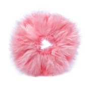 Hair Elastic with Fur - Faux Scrunchie, Pink