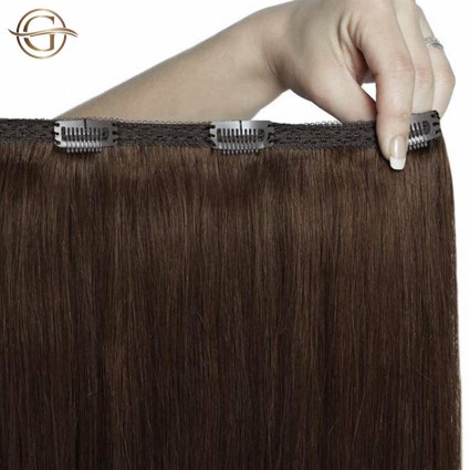 Przedłużanie włosów na klips #33 Włosy - rudy brąz - 7 sztuk - 50 cm | Gold24