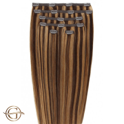 Przedłużanie włosów na klips #4/27 Włosy - brąz / bląd mix - 7 sztuk - 50 cm | Gold24