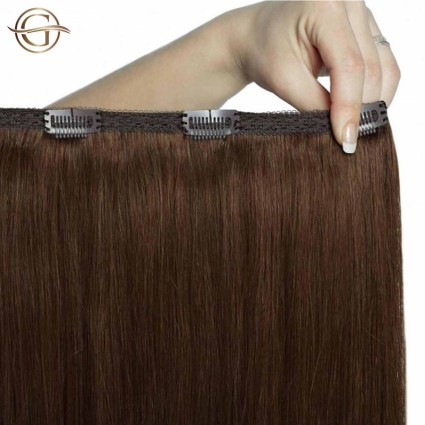 Przedłużanie włosów na klips #4 Włosy - czekoladowy brąz - 7 sztuk - 60 cm | Gold24