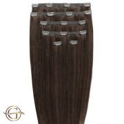 Przedłużanie włosów na klips #4 Włosy - czekoladowy brąz - 7 sztuk - 60 cm | Gold24