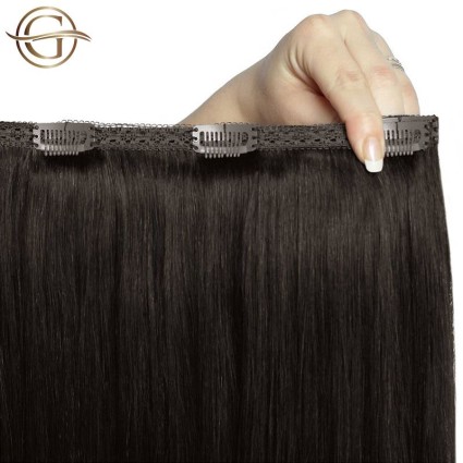 Przedłużanie włosów na klips # 2 Ciemnobrązowy - 7 sztuk - 50 cm | Gold24