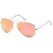 Lux® Okulary przeciwsłoneczne Aviator Pilot - różowe szkło i złota oprawka