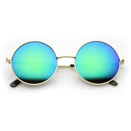 Okulary przeciwsłoneczne retro - okrągłe tęczowe szkło