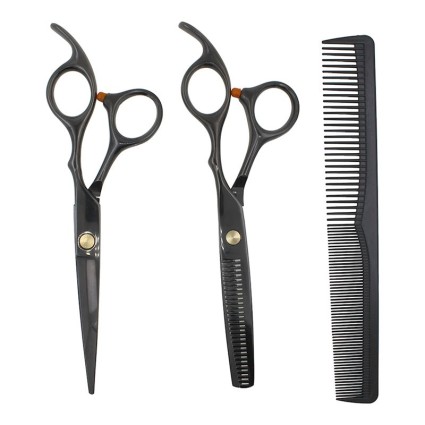 Zestaw nożyczek fryzjerskich Pro z grzebieniem, czarny