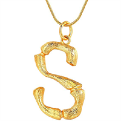Gold Bamboo Alfabet / List Necklace - S