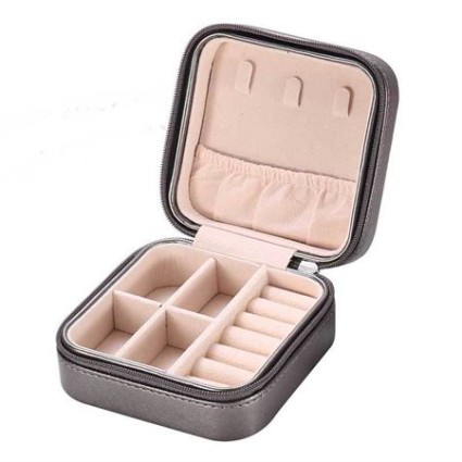Pudełko na biżuterię UNIQ dla kolczyków ze skóry ekologicznej - Black Square - Czarne