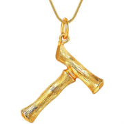 Gold Bamboo Alfabet / List Necklace - T