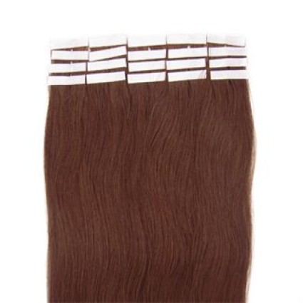 Naturalne włosy REMY tape on 50 cm #6 Jasny Brąz