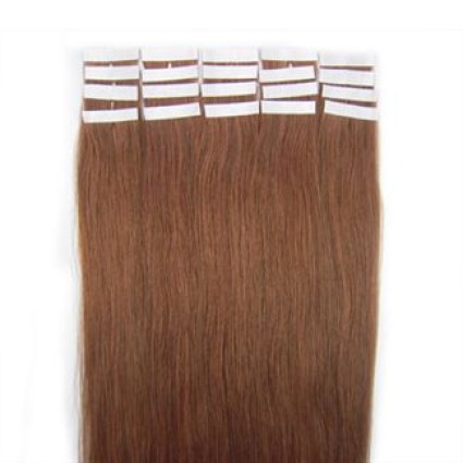 Naturalne włosy REMY tape on 60 cm #30 Rudobrązowy