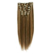 Włosy naturalne REMY clip-in 50cm #4/27 Brąz/Blond Pasemka