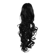 Treska - kucyk włosy syntetyczne, kręcone 60 cm #1 Czarny  