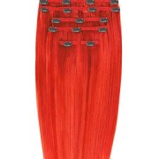 Klip na przedłużanie włosów #5C66 czerwony - 7 zestaw - 50 cm | Gold24