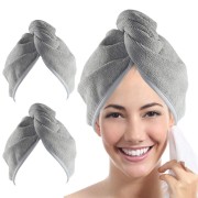 Turban Hair Ręcznik - szybki ręcznik mikrofibry do włosów - szary