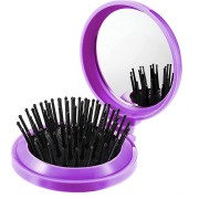 Kompaktowe lustro makijażu z pędzlem - fioletowy