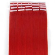 Naturalne włosy REMY tape on 50 cm Ognista Czerwień